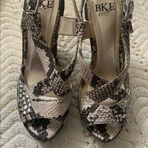 EUC BKE Sole Reptile Print Platform Wedge Sandals size